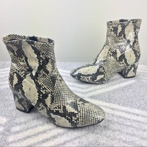 Snake Print Heeled 60s Mod Block Heel Ankle Boots